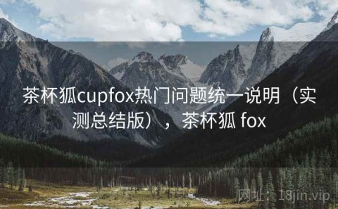 茶杯狐cupfox热门问题统一说明（实测总结版），茶杯狐 fox
